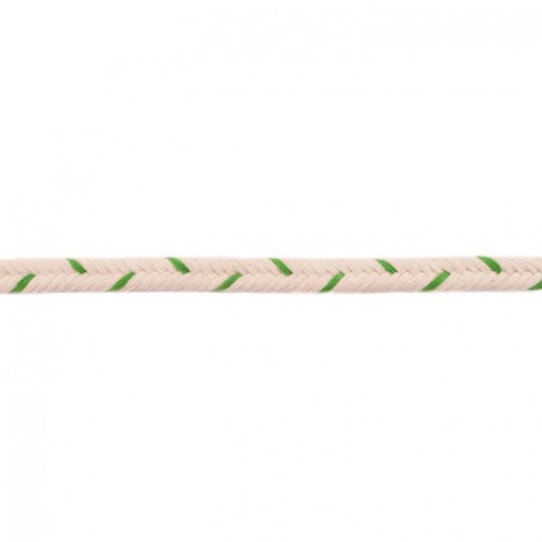 Baumwollkordel Ø 10mm Fischgrätmuster Apfelgrün/Creme